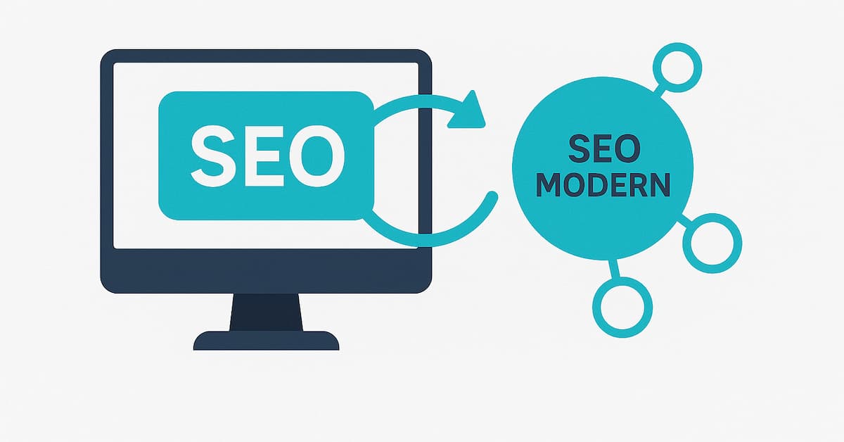 Ilustrație care explică optimizarea pentru motoarele de căutare în contextul SEO modern