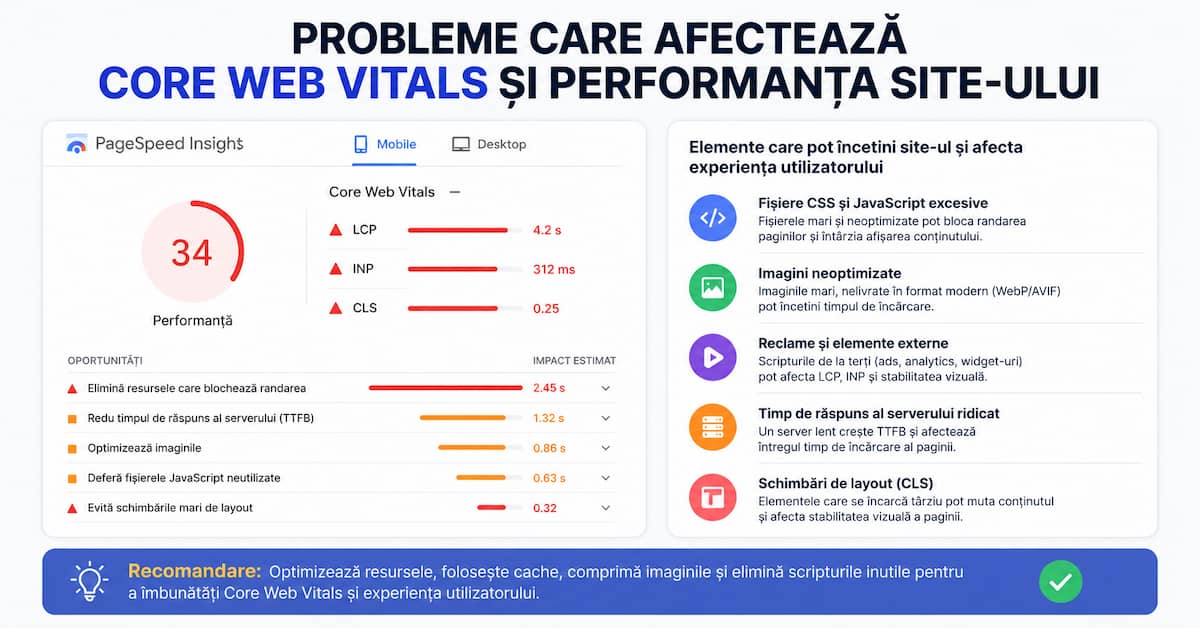 Probleme care afectează performanța web și experiența utilizatorului