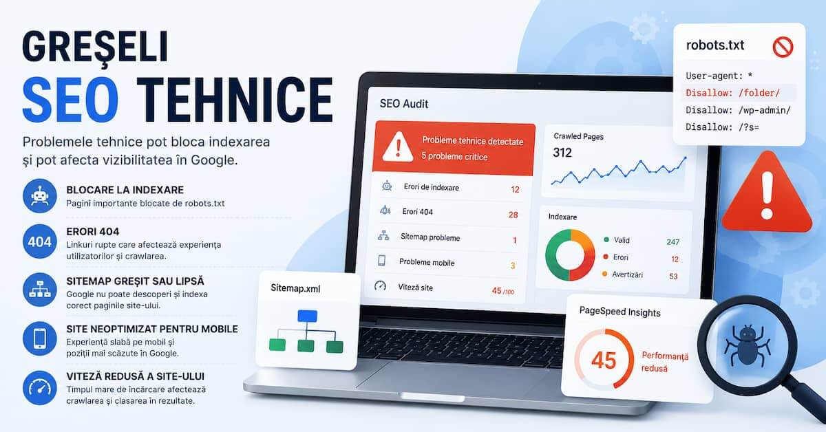 Greșeli SEO tehnice care afectează indexarea și vizibilitatea unui site