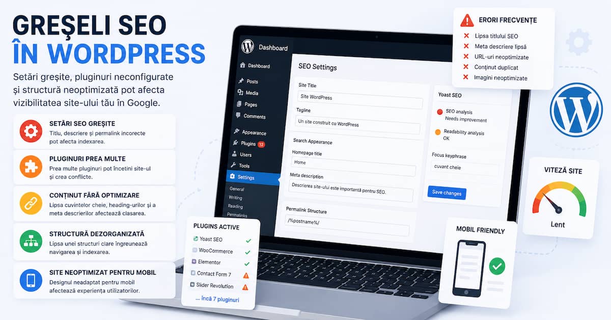 Greșeli SEO în WordPress care afectează optimizarea și vizibilitatea unui site