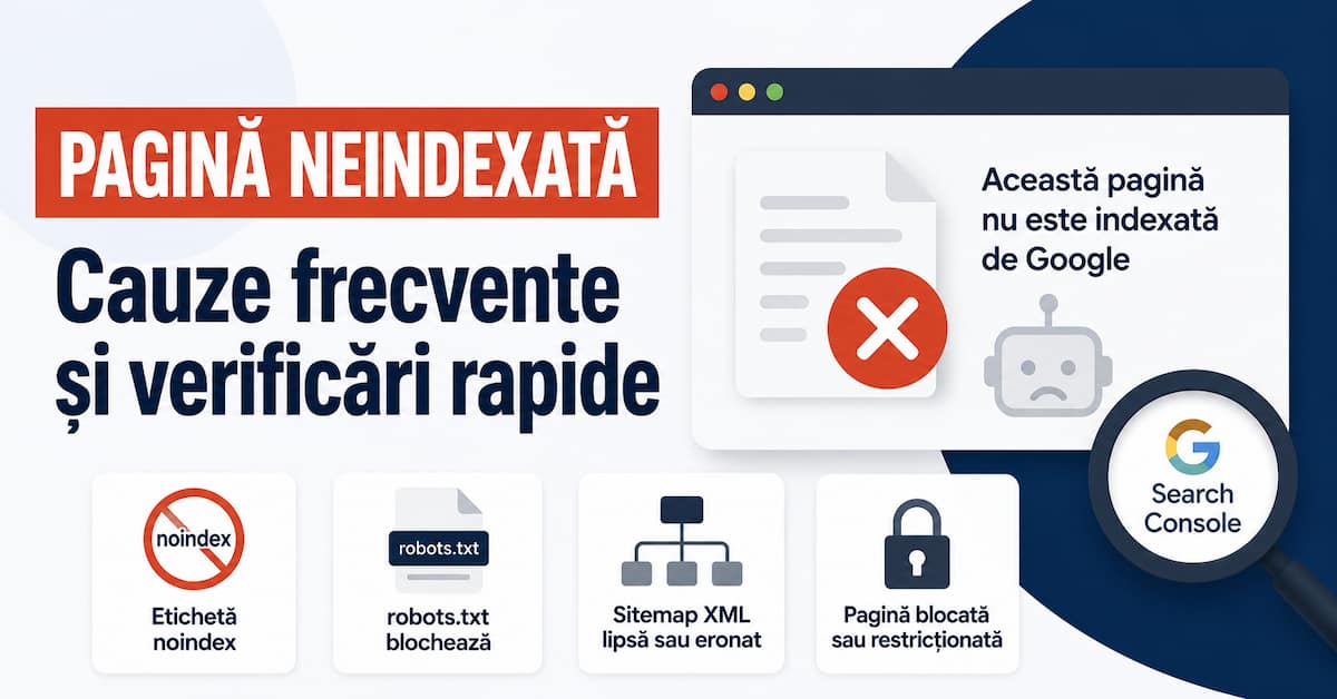 Pagină neindexată în Google și probleme care pot afecta procesul de indexare Google