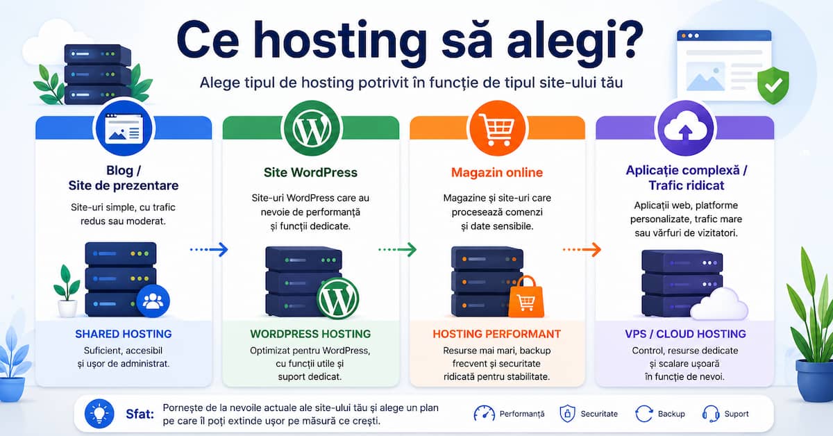 ce hosting să alegi pentru fiecare tip de site