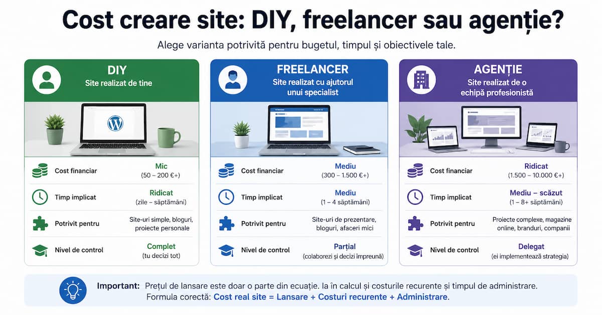 cost creare site DIY freelancer agenție