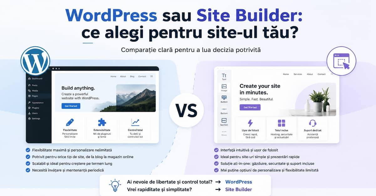 WordPress vs platforme site builder